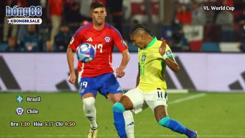 Tỷ lệ kèo Bong88 Vòng Loại World Cup | Brazil - Chile 05/09/2025
